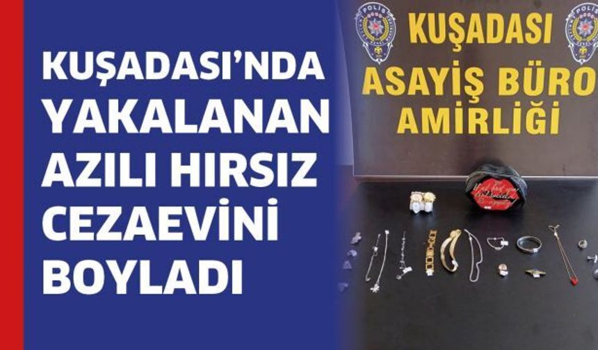 KUŞADASI’NDA YAKALANAN AZILI HIRSIZ CEZAEVİNİ BOYLADI